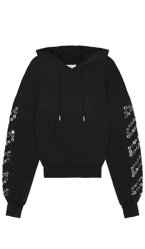 OFF-WHITE Eyelet Diags Over Hoodie in Black Product Image