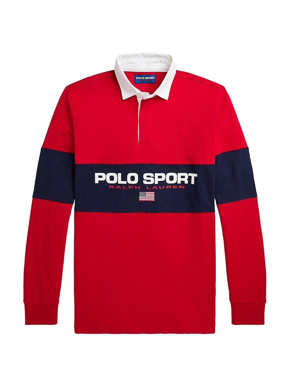 Mens Striped Cotton Long-Sleeve Polo Shirt Product Image