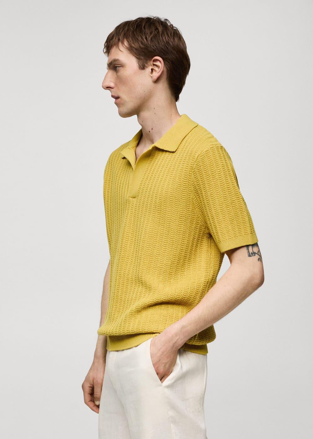 MANGO MAN - Braided knit polo shirt limeMen Product Image