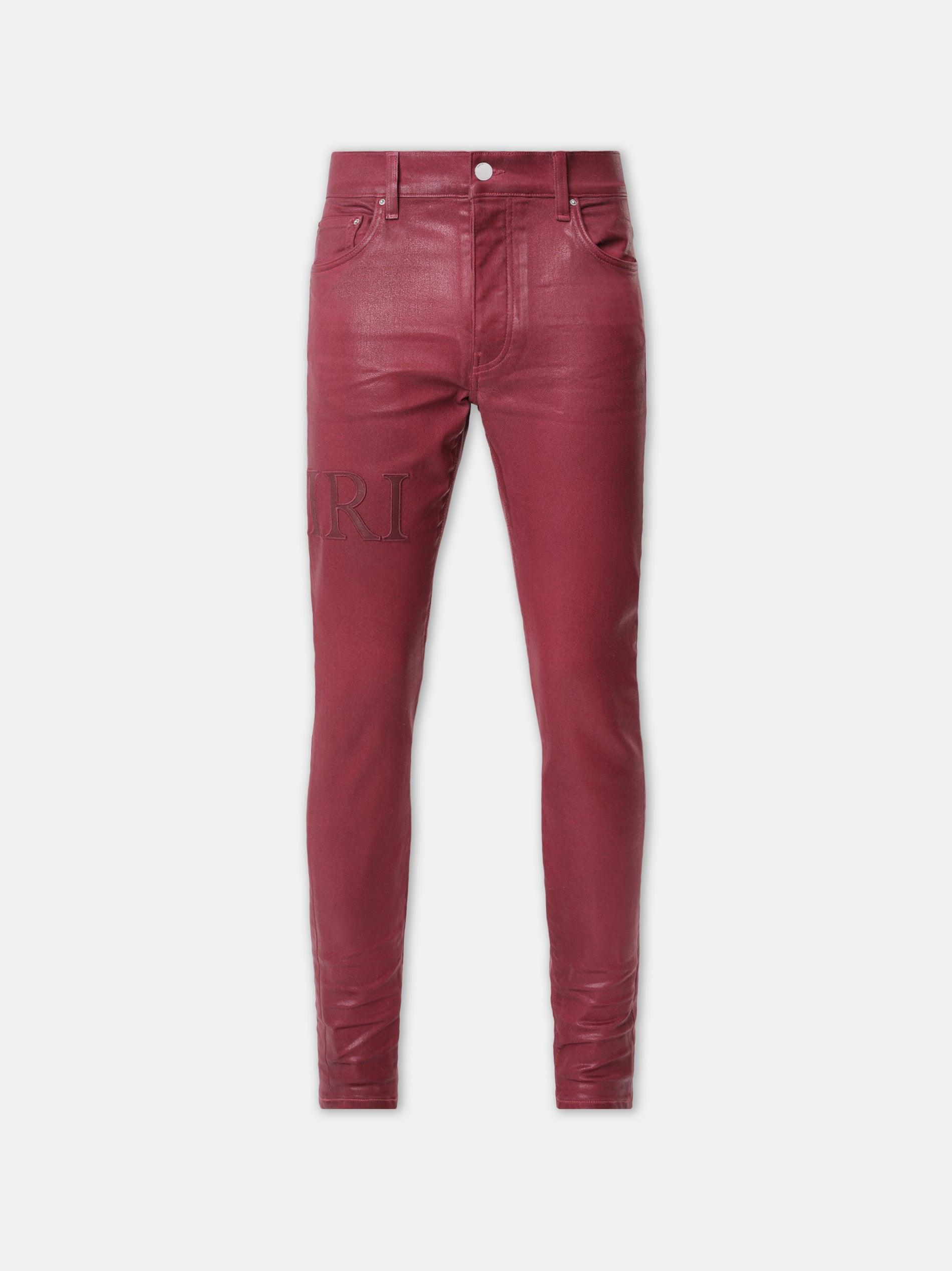 SERIF LOGO WAX SKINNY JEAN - Burgundy Male Product Image