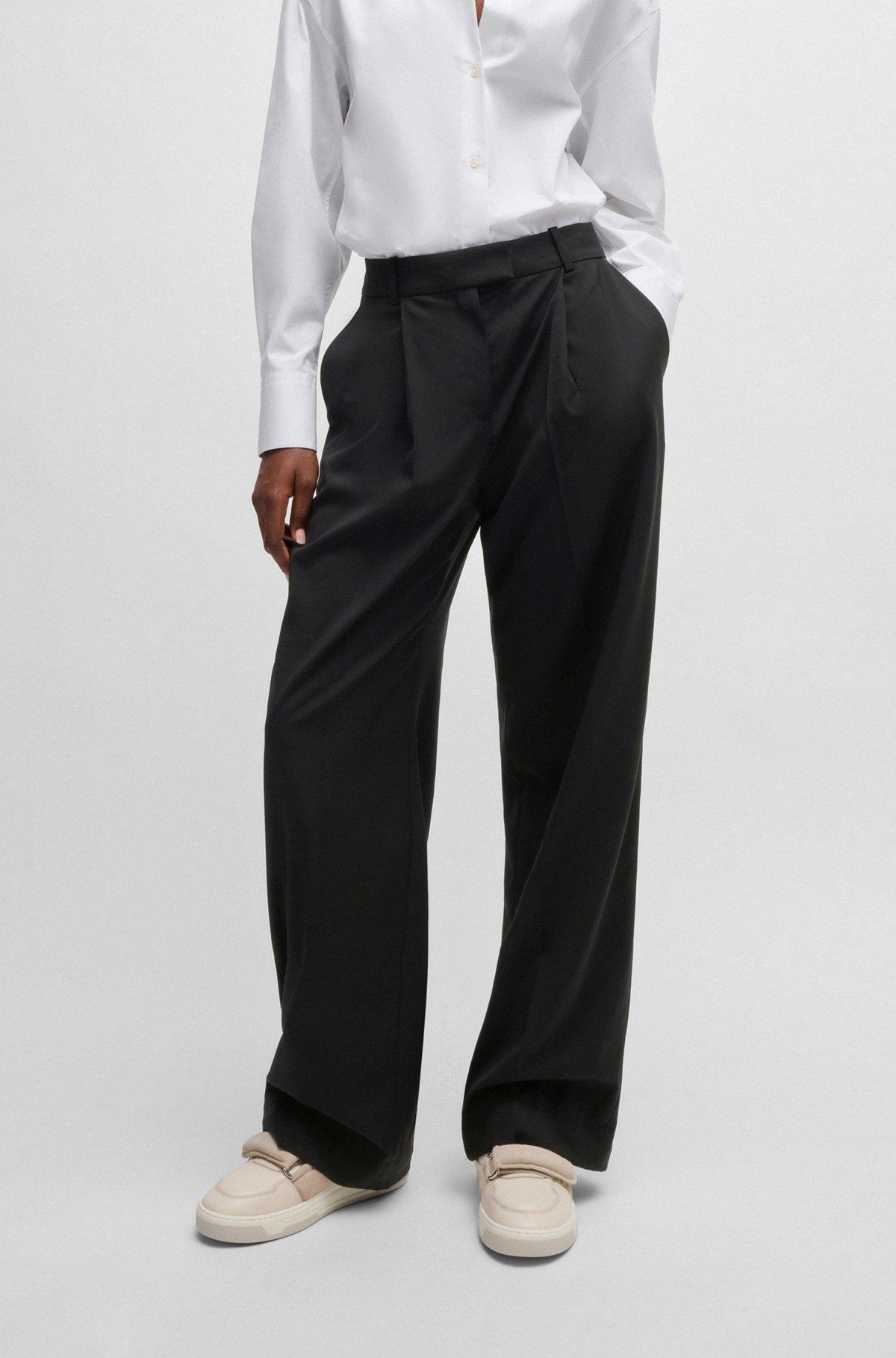 NAOMI x BOSS regular-fit trousers in natural-stretch wool Product Image