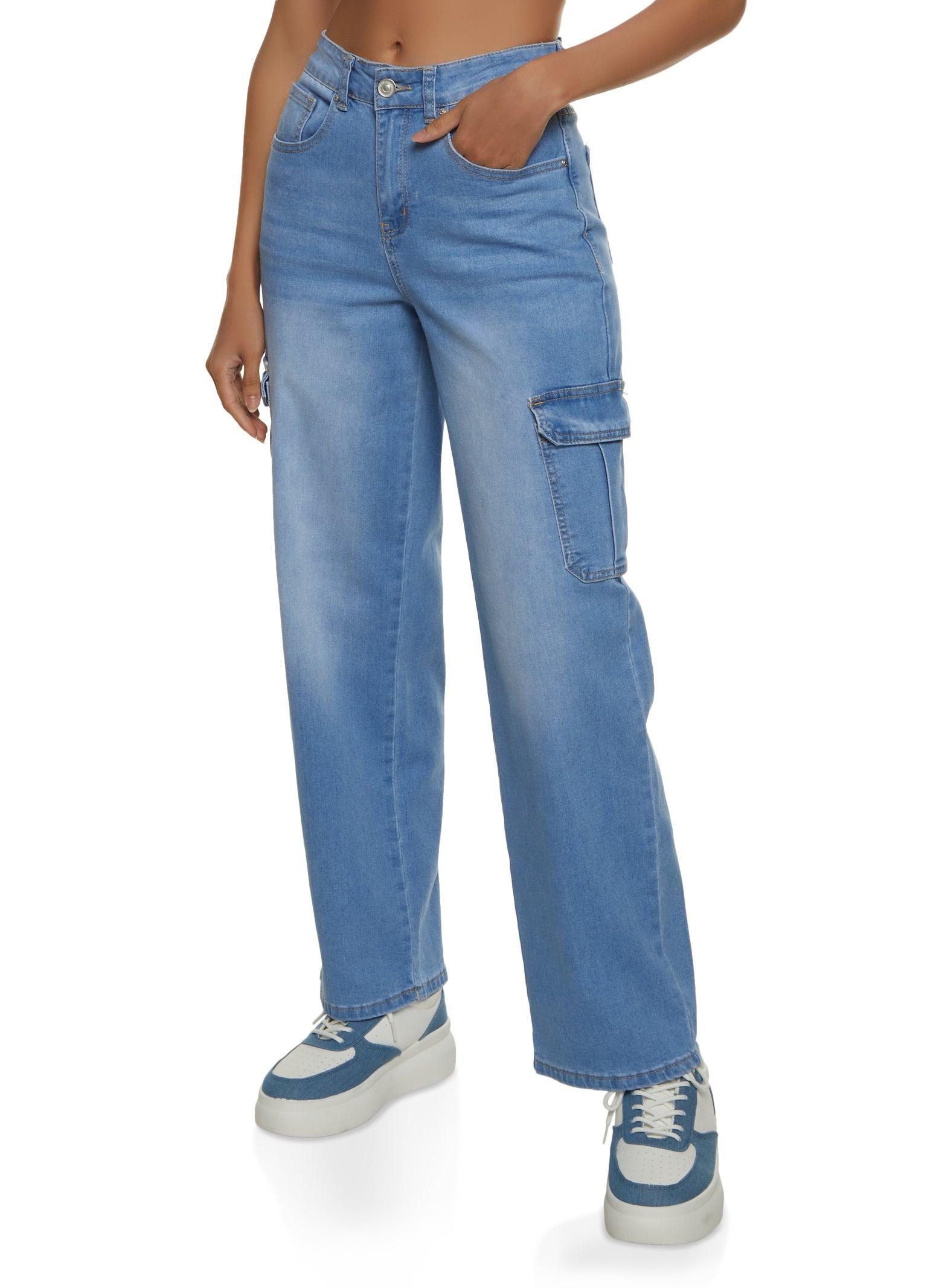 Womens WAX Straight Leg Cargo Jeans Product Image