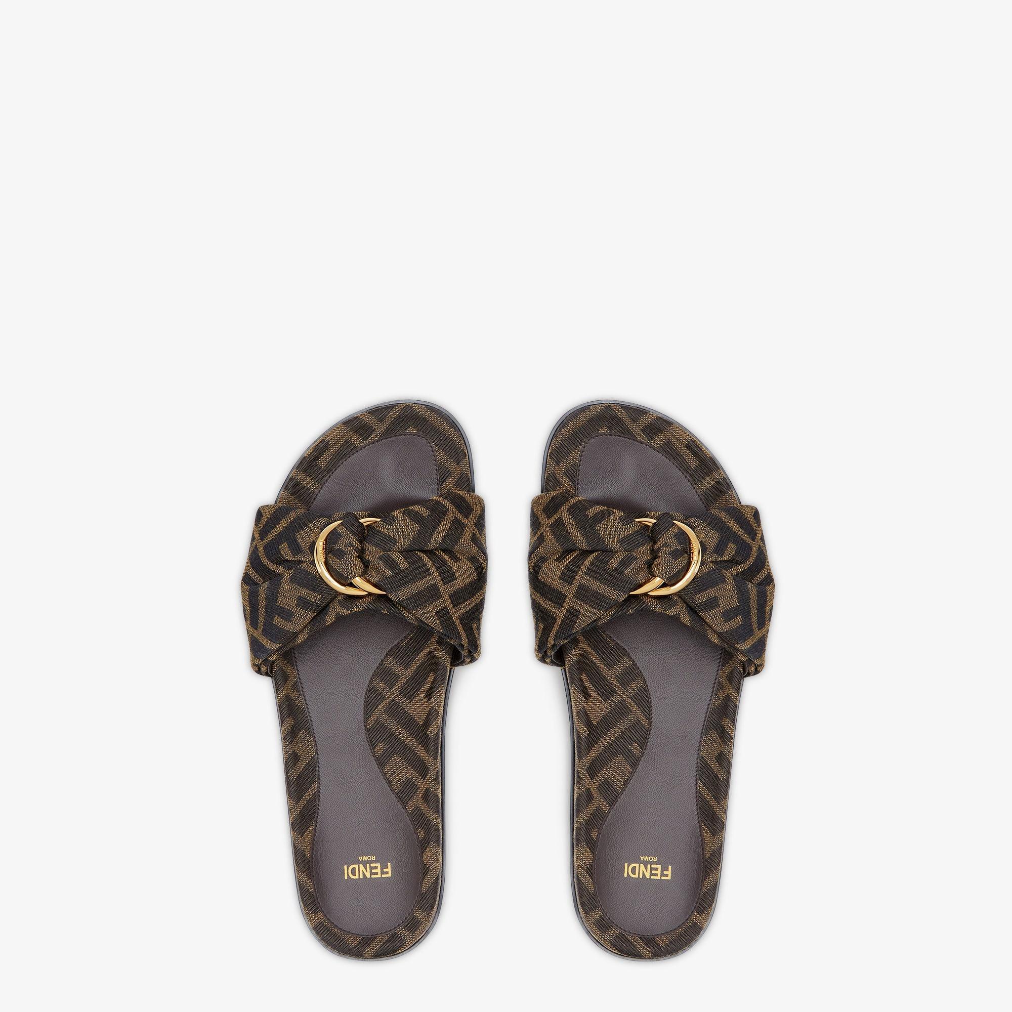 Fendi FeelBrown FF jacquard slides Product Image