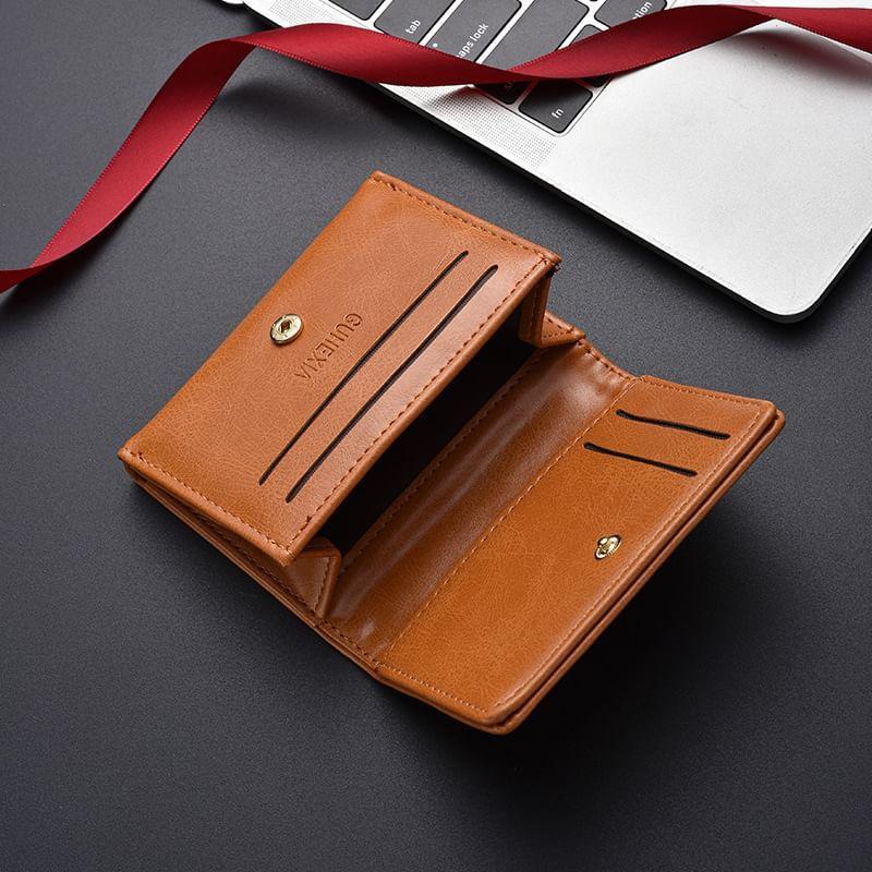 Plain Faux Leather Short Wallet product image