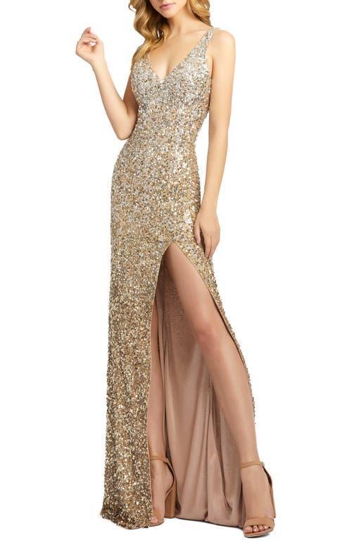 Womens V-Neck Sequin Sheath Gown Product Image