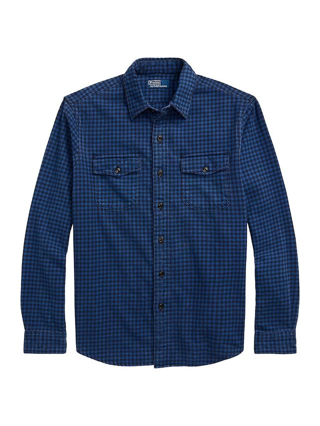 Mens Gingham Print Button-Up Shirt Product Image