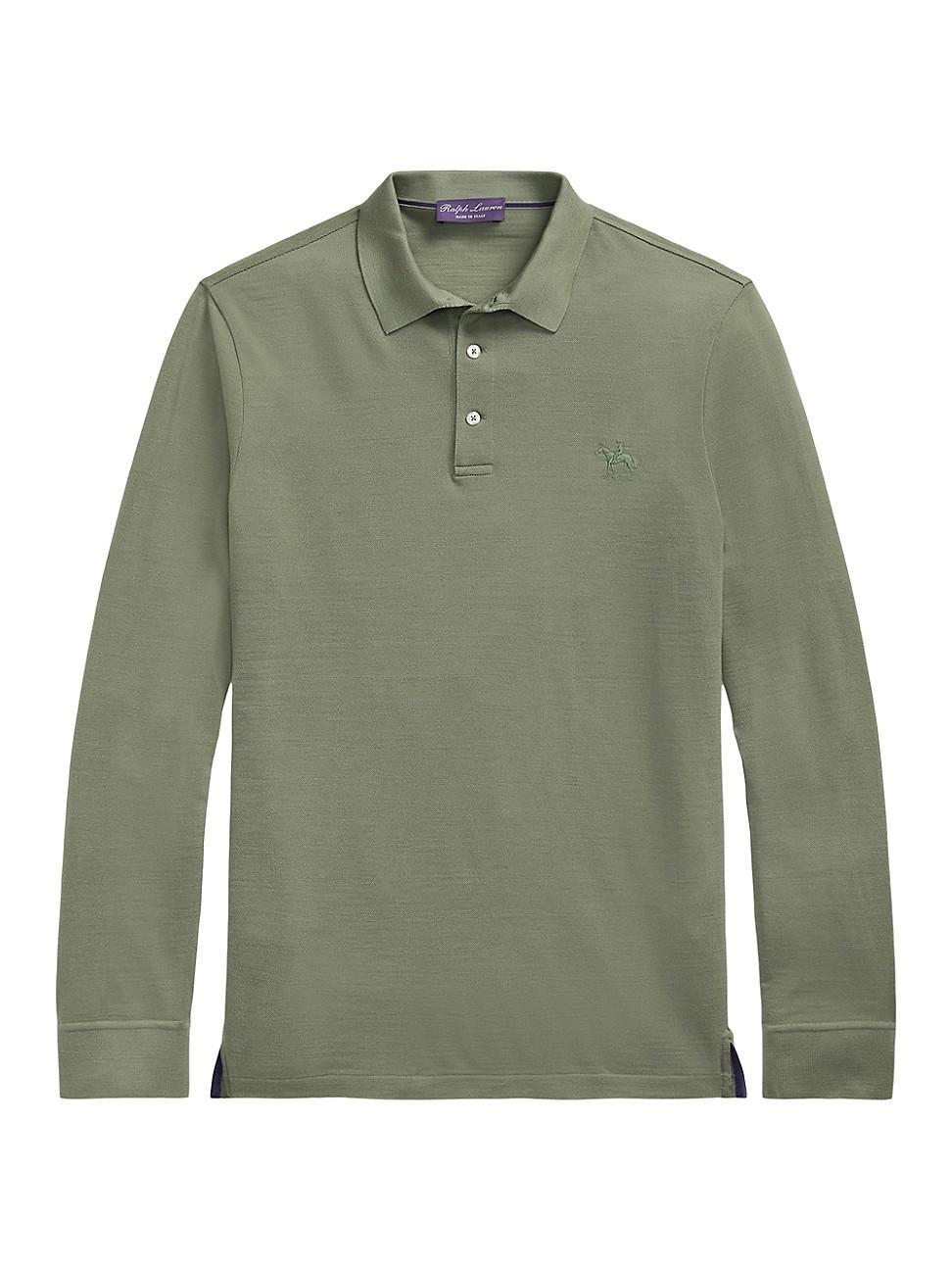 Mens Piqu Wool Long-Sleeve Polo Shirt Product Image