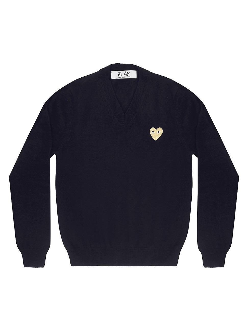 Womens Wool V-Neck Heart Sweater product image