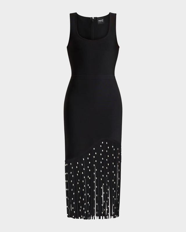 Regan Crystal Fringe Sleeveless Midi Dress Product Image