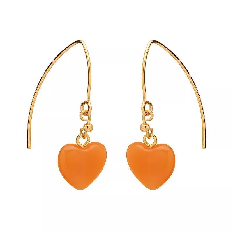 LC Lauren Conrad Heart Drop Earrings, Womens, Orange Product Image