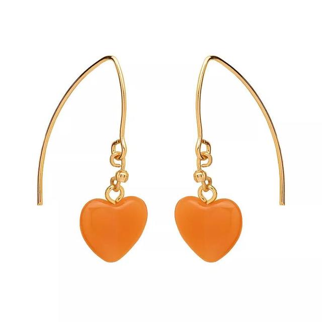 LC Lauren Conrad Heart Drop Earrings, Womens, Orange Product Image