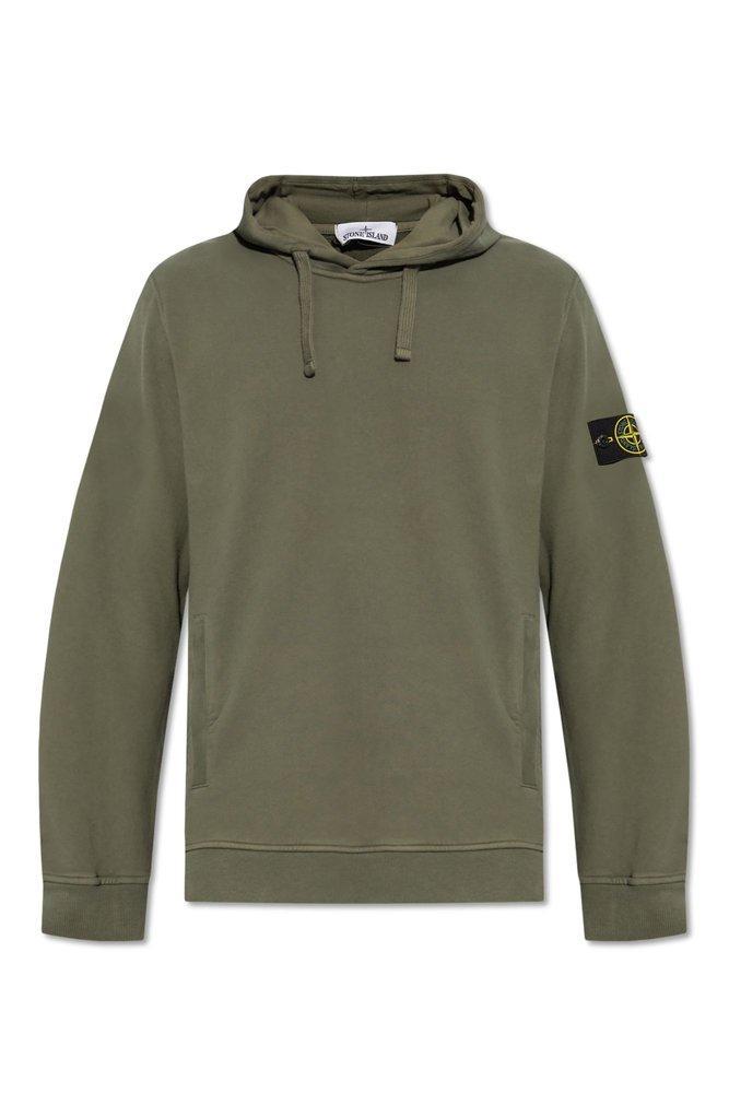 Logo Patch Drawstring Hoodie In Green Product Image