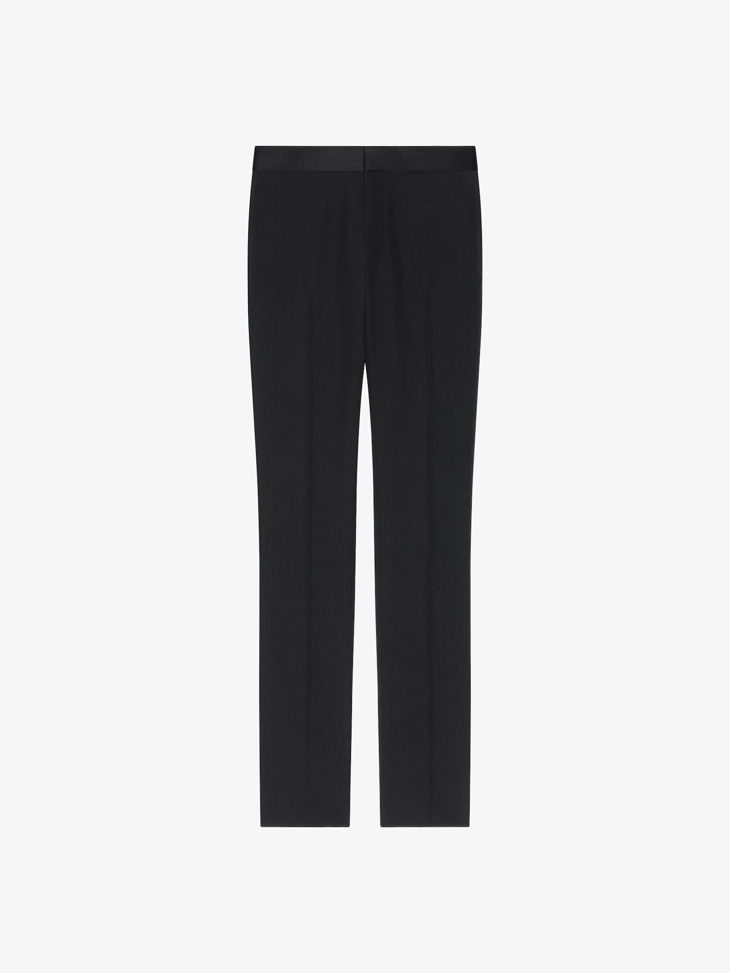 Slim fit tailored pants in wool with satin waistband Product Image