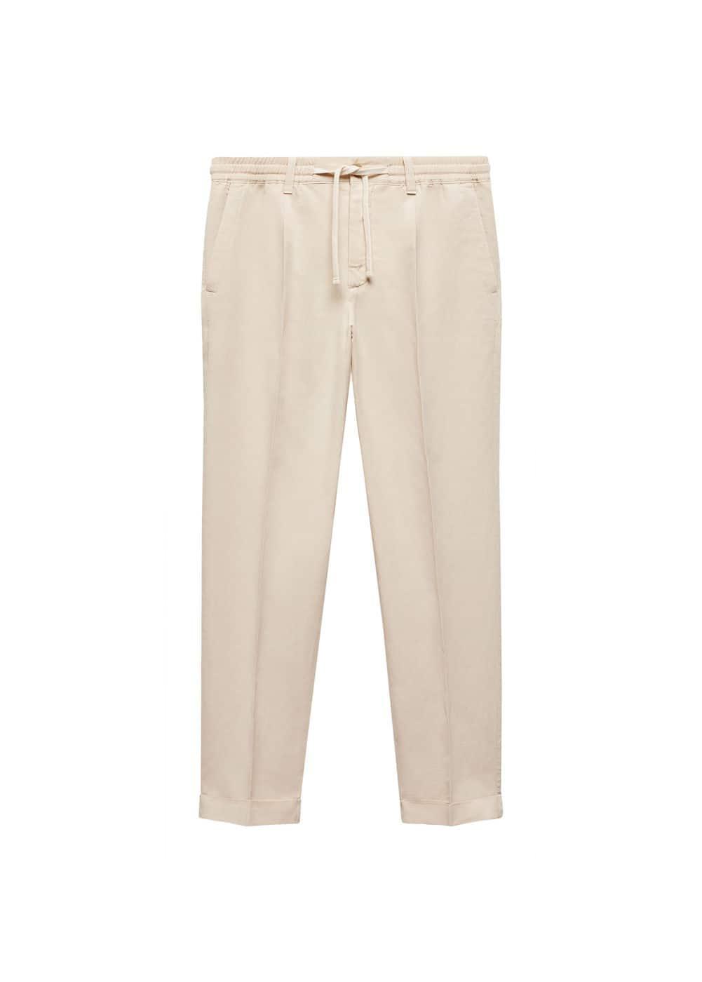 Mango Mens Linen-Blend Slim-Fit Drawstring Pants Product Image