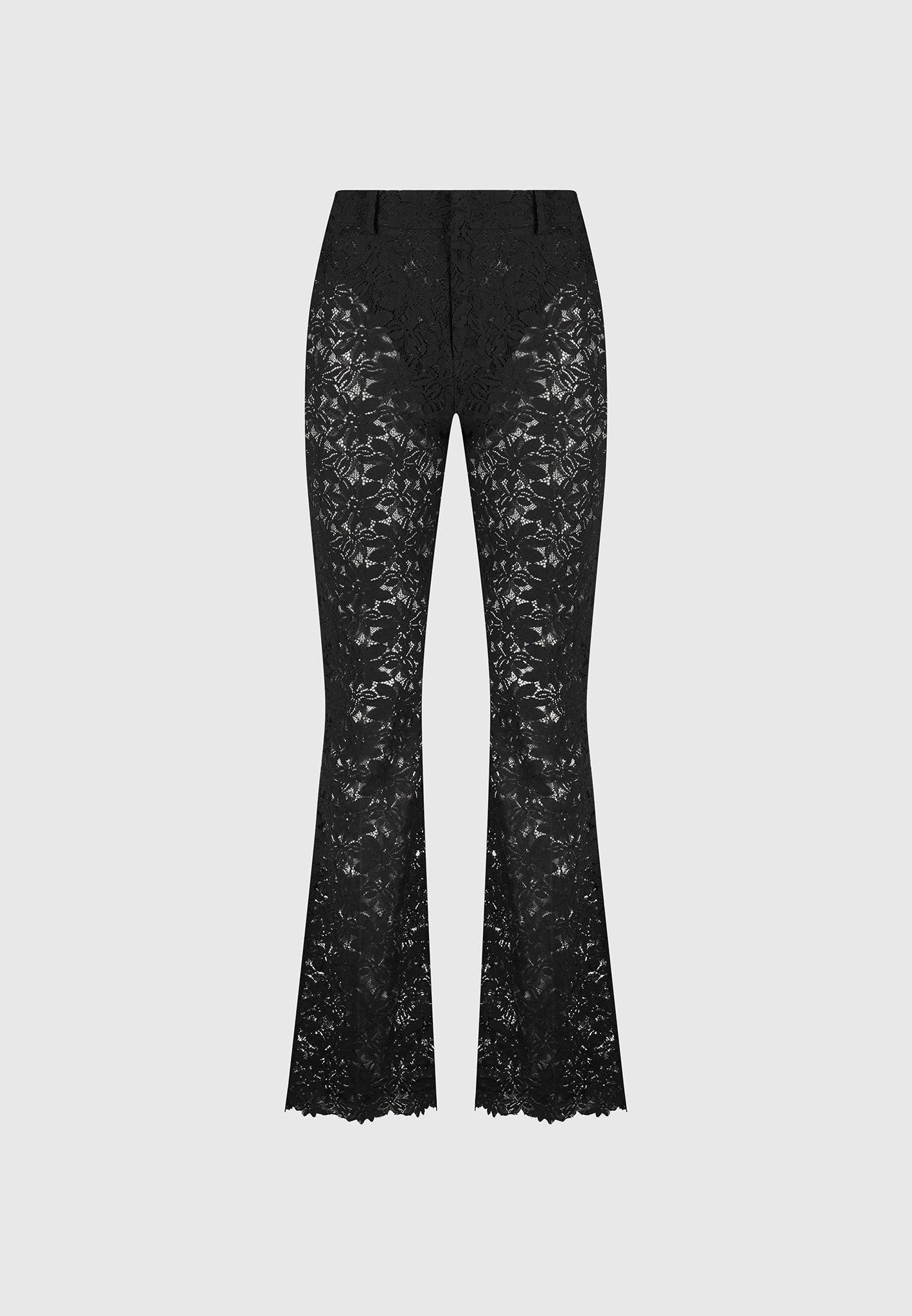 Lace Fit and Flare Trousers - Black Female Product Image