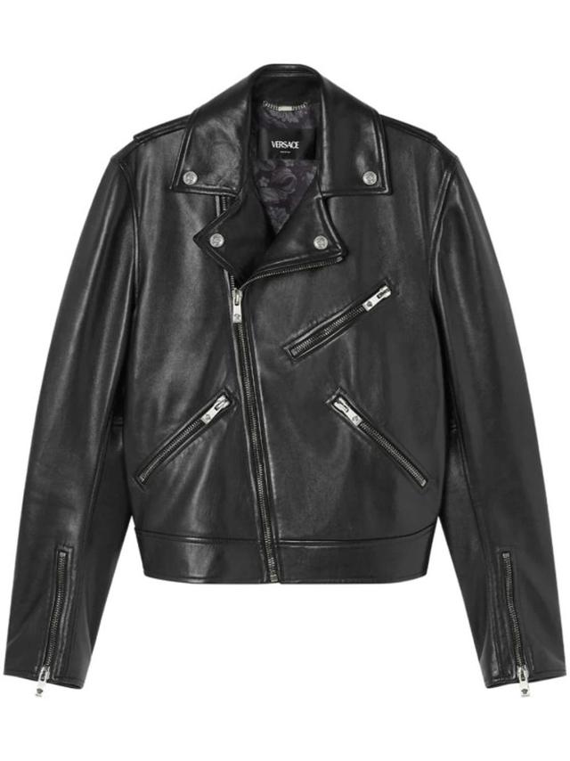 Leather Biker Jacket In Black Product Image