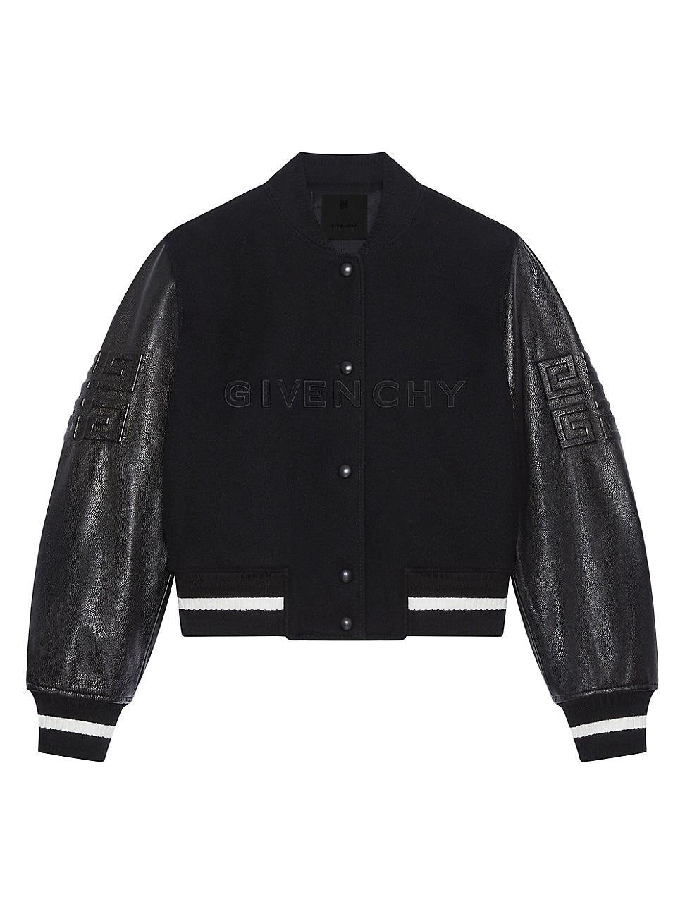 Womens Cropped Varsity Jacket In Wool And Leather Product Image