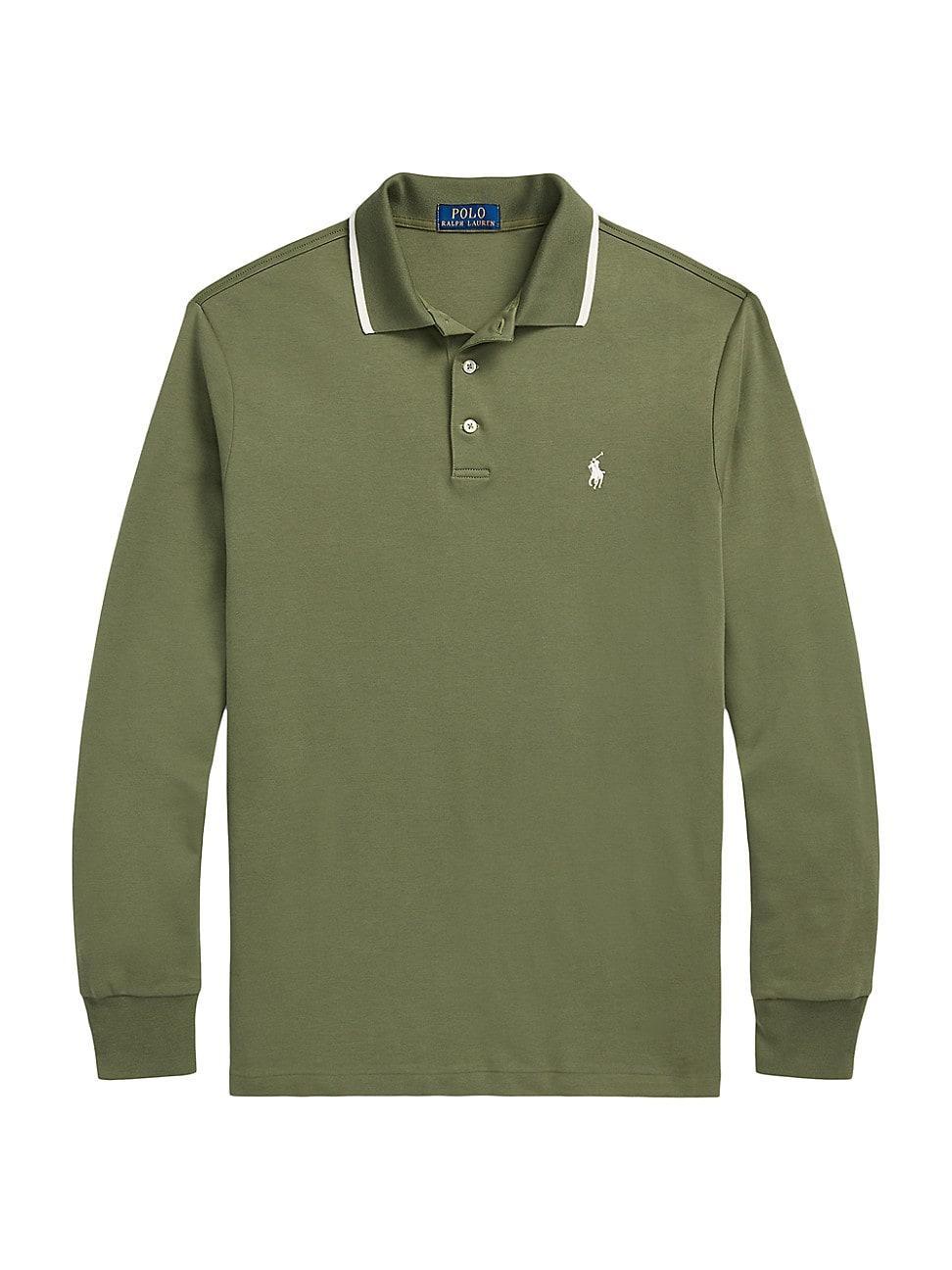 Mens Cotton Long-Sleeve Polo Shirt Product Image