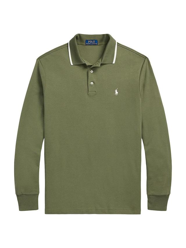 Mens Cotton Long-Sleeve Polo Shirt Product Image