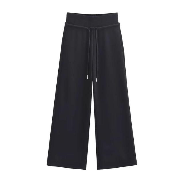 High Rise Plain Wide Leg Pants Product Image