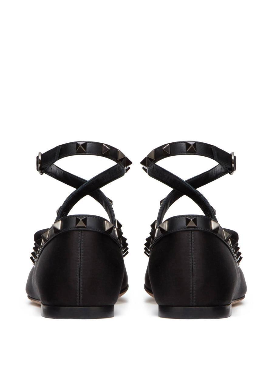 VALENTINO GARAVANI Rockstud Satin Ballerina With Tone-on-tone Studs Woman Black 40.5 Product Image