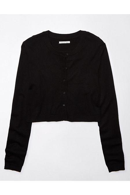 AE Cropped Crew Neck Button-Up Cardigan Women's Product Image