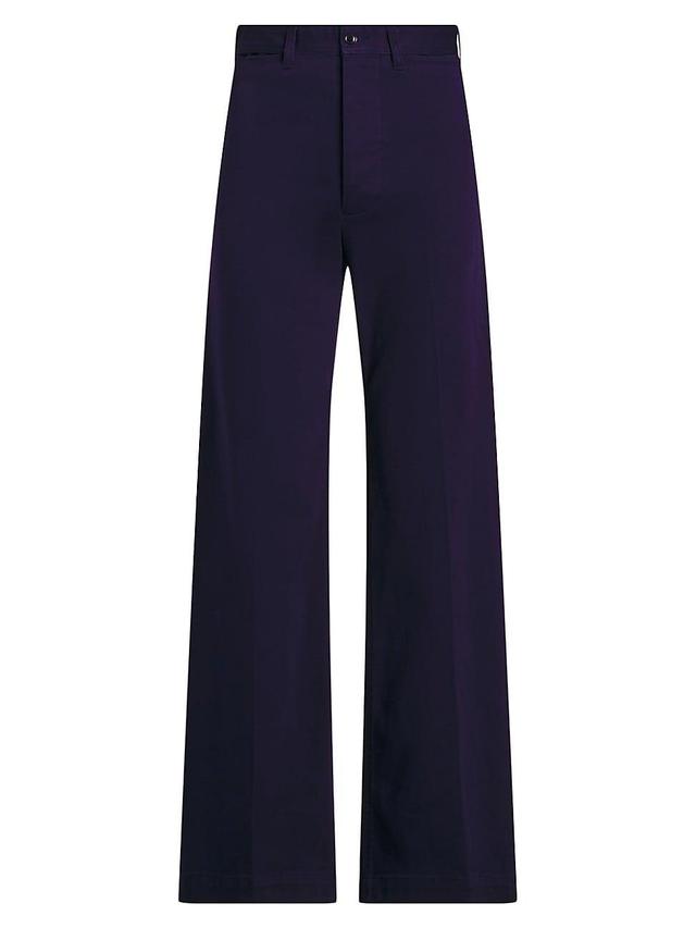 Womens Wide-Leg Cotton-Blend Twill Pants Product Image