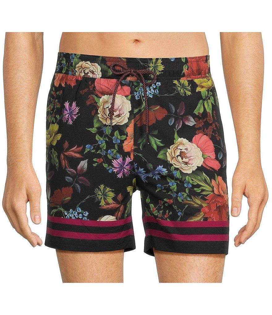 Murano Dark Floral 5#double; Inseam Swim Trunks Product Image