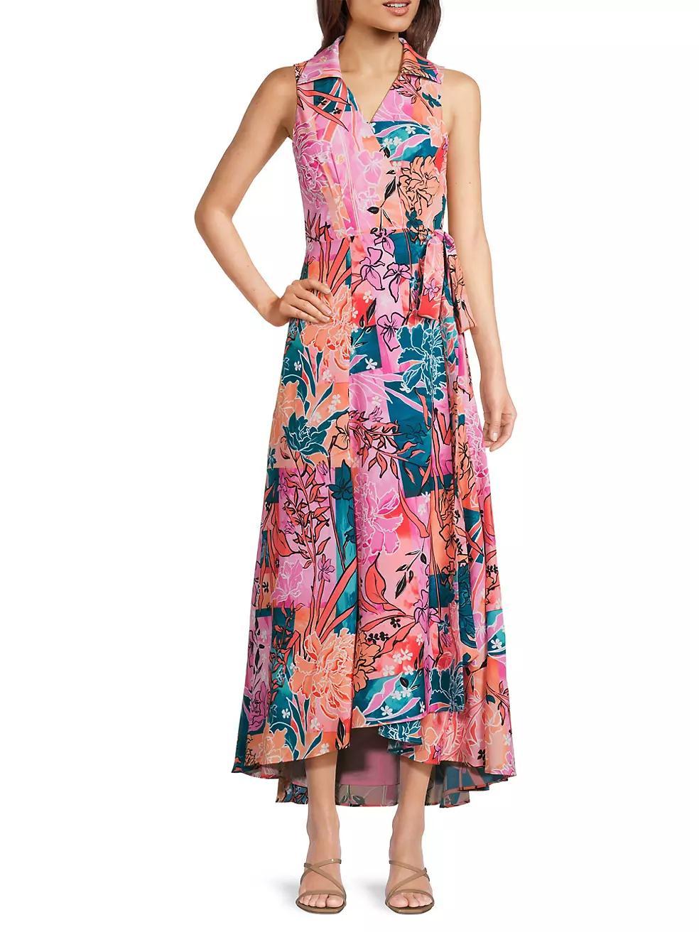 Vela Floral Sleeveless Wrap Dress Product Image