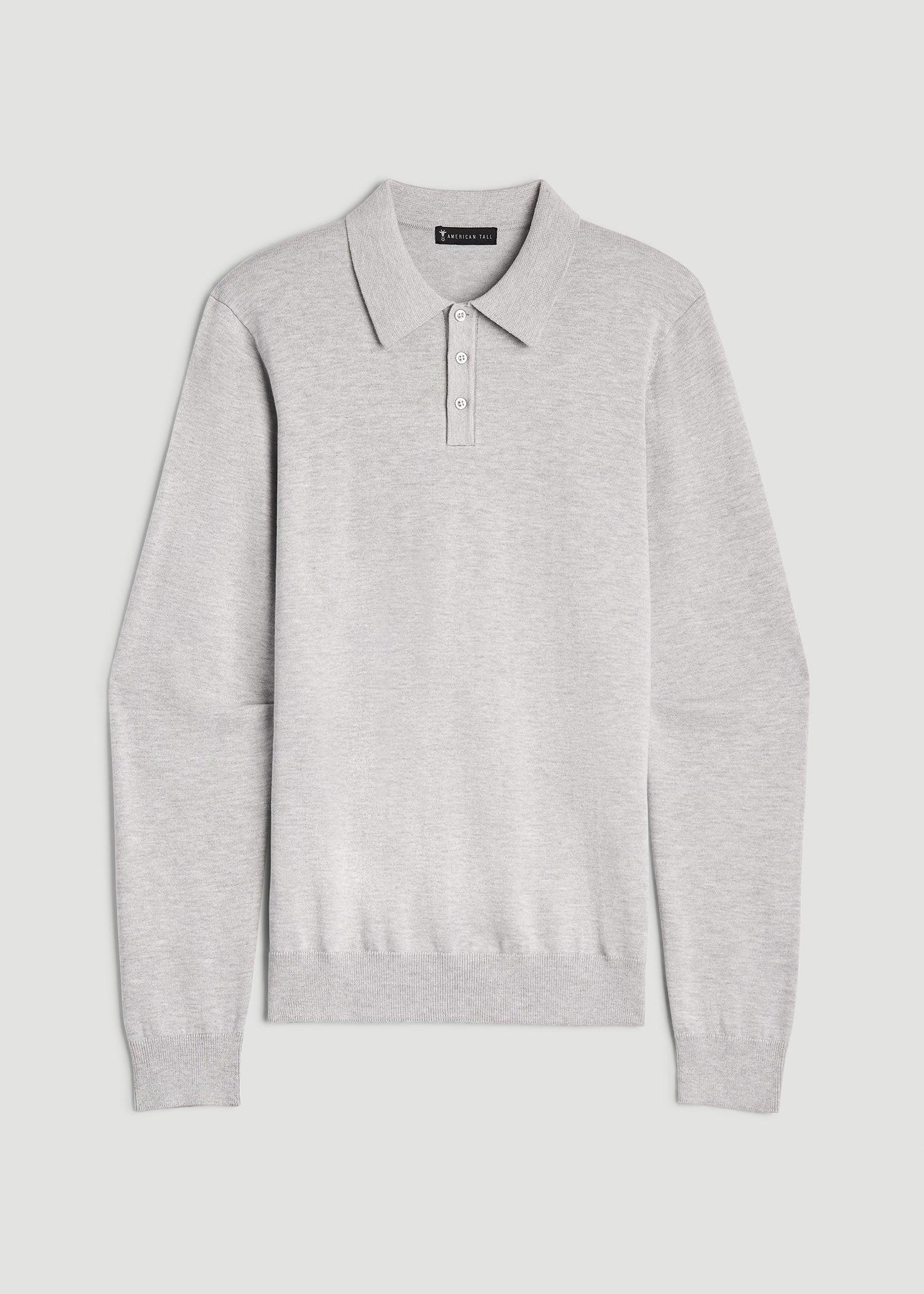 Men’s Tall Polo Sweater in Light Grey Product Image