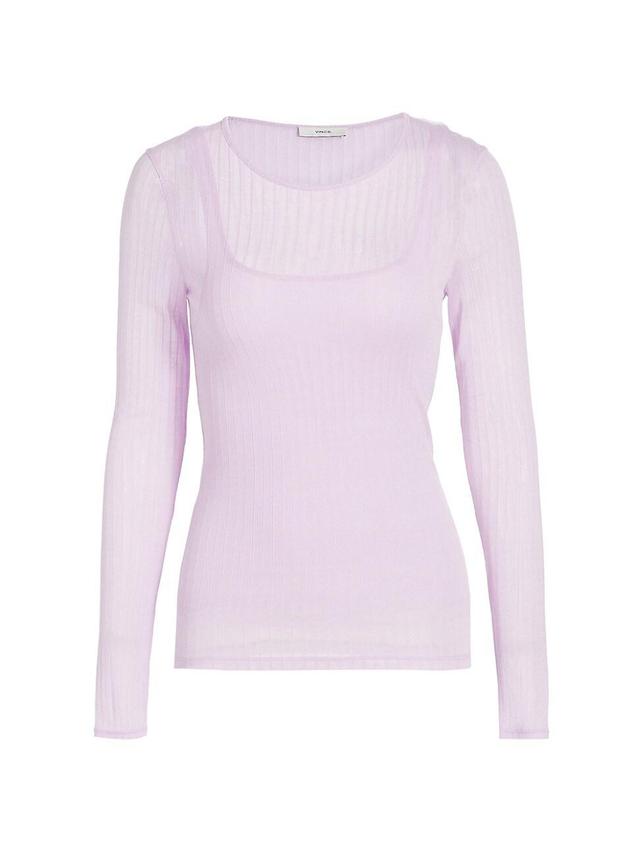 Womens Sheer Crewneck Sweater Product Image