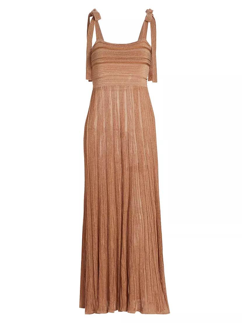 Ottie Metallic Tie-Strap Maxi Dress Product Image