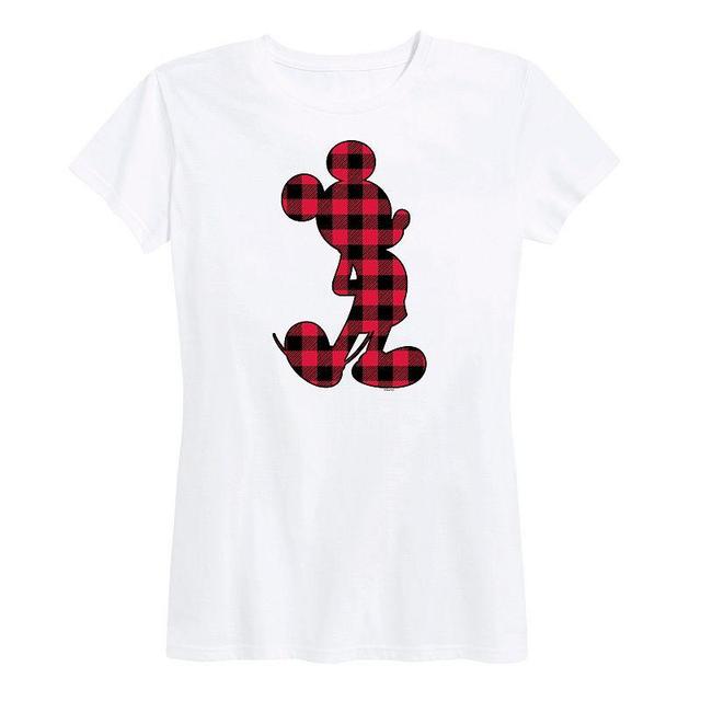 Disneys Mickey Mouse Womens Plaid Graphic Tee White Product Image