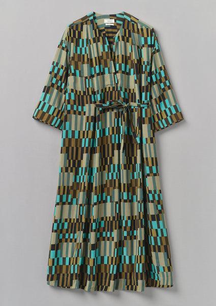 Irregular Check Print Tie Front Dress | Olive/Mint Product Image