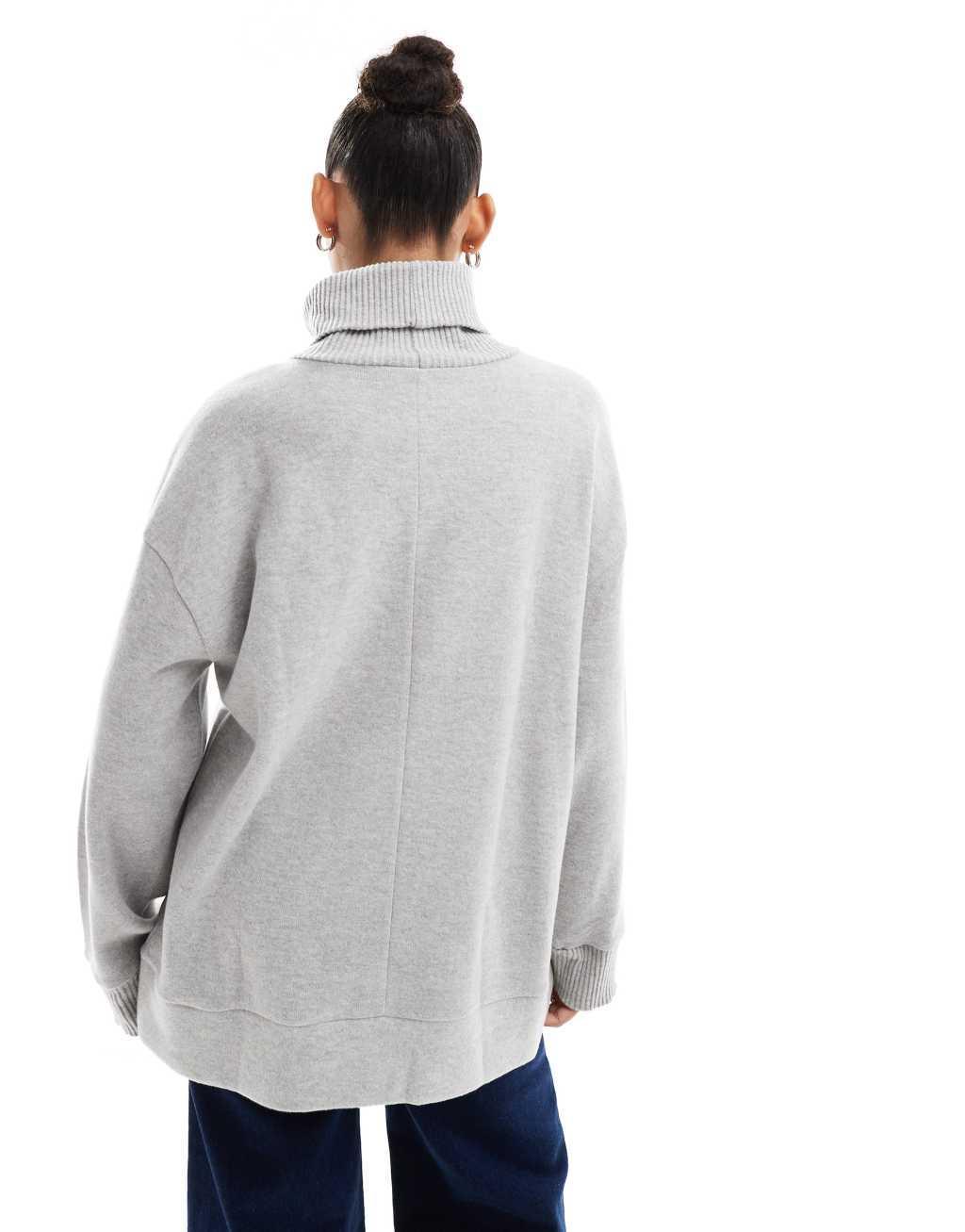 ASOS DESIGN supersoft long line turtleneck in gray heather Product Image