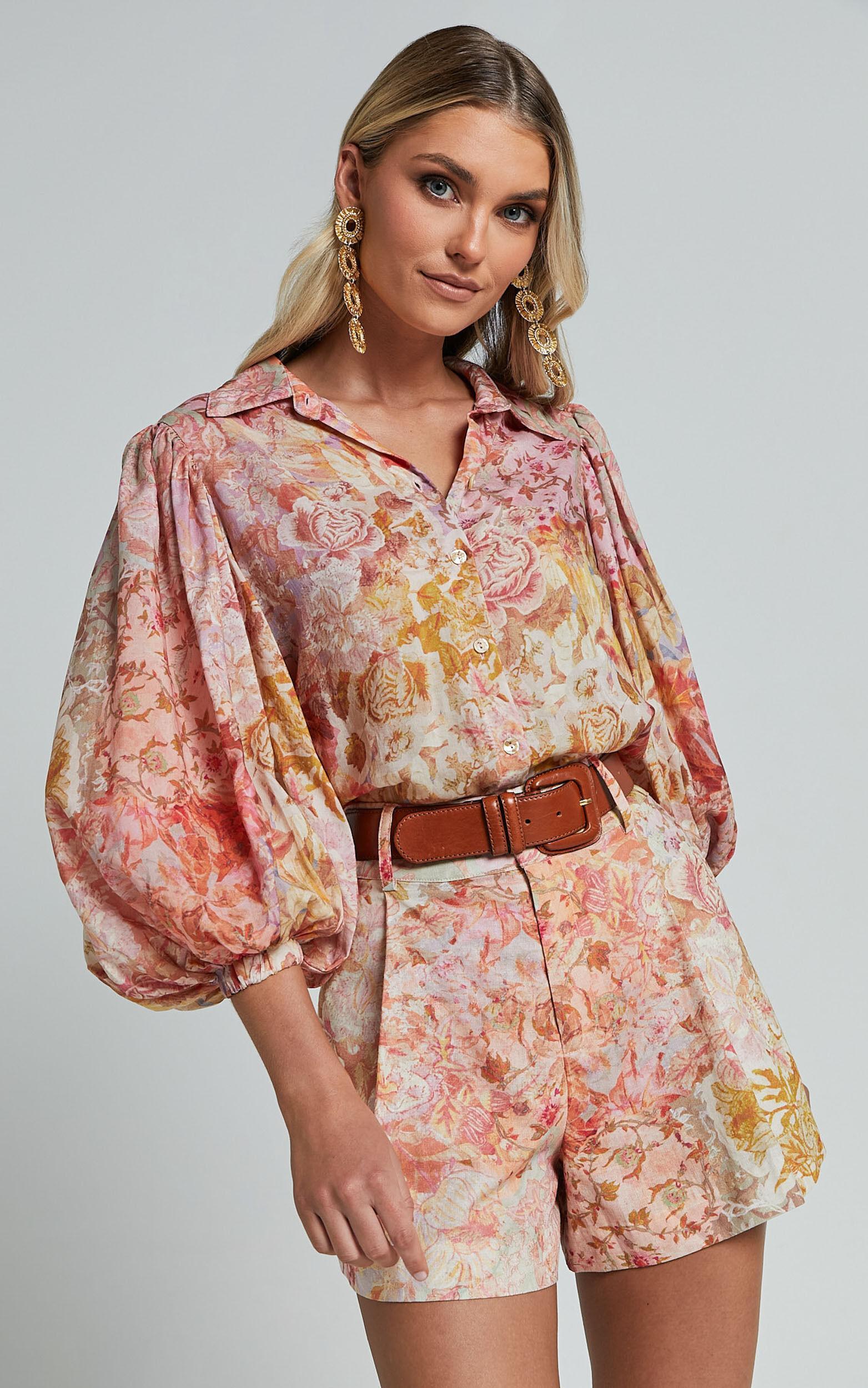 Amalie The Label - Sabine Puff Sleeve Button Through Blouse in Morocco Print Product Image