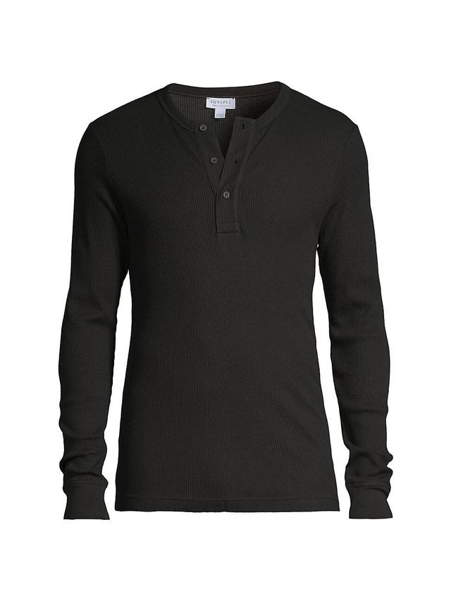 Mens Waffle-Knit Long-Sleeve Henley Product Image