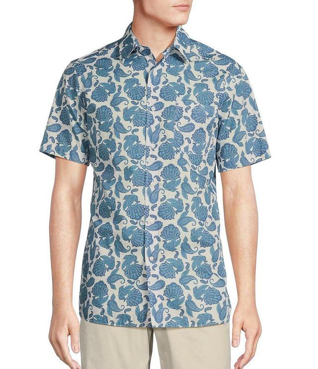 Cremieux Blue Label Floral Paisley Slub Poplin Print Short Sleeve Woven Shirt Product Image