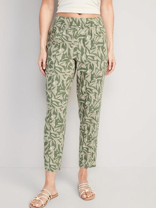 High-Waisted Linen-Blend Cropped Taper Pants product image