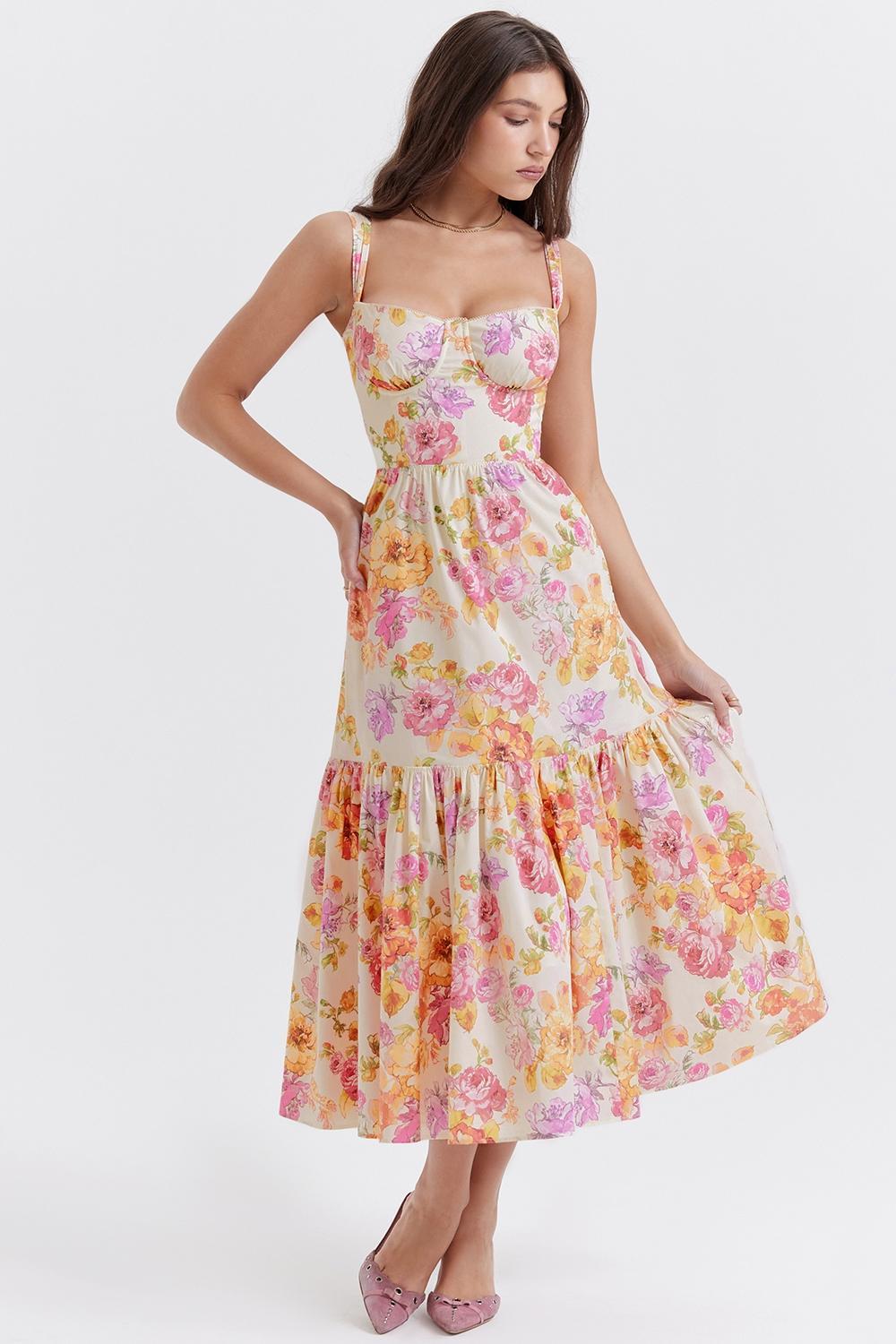 Elia Ivory Floral Midi Sundress Product Image