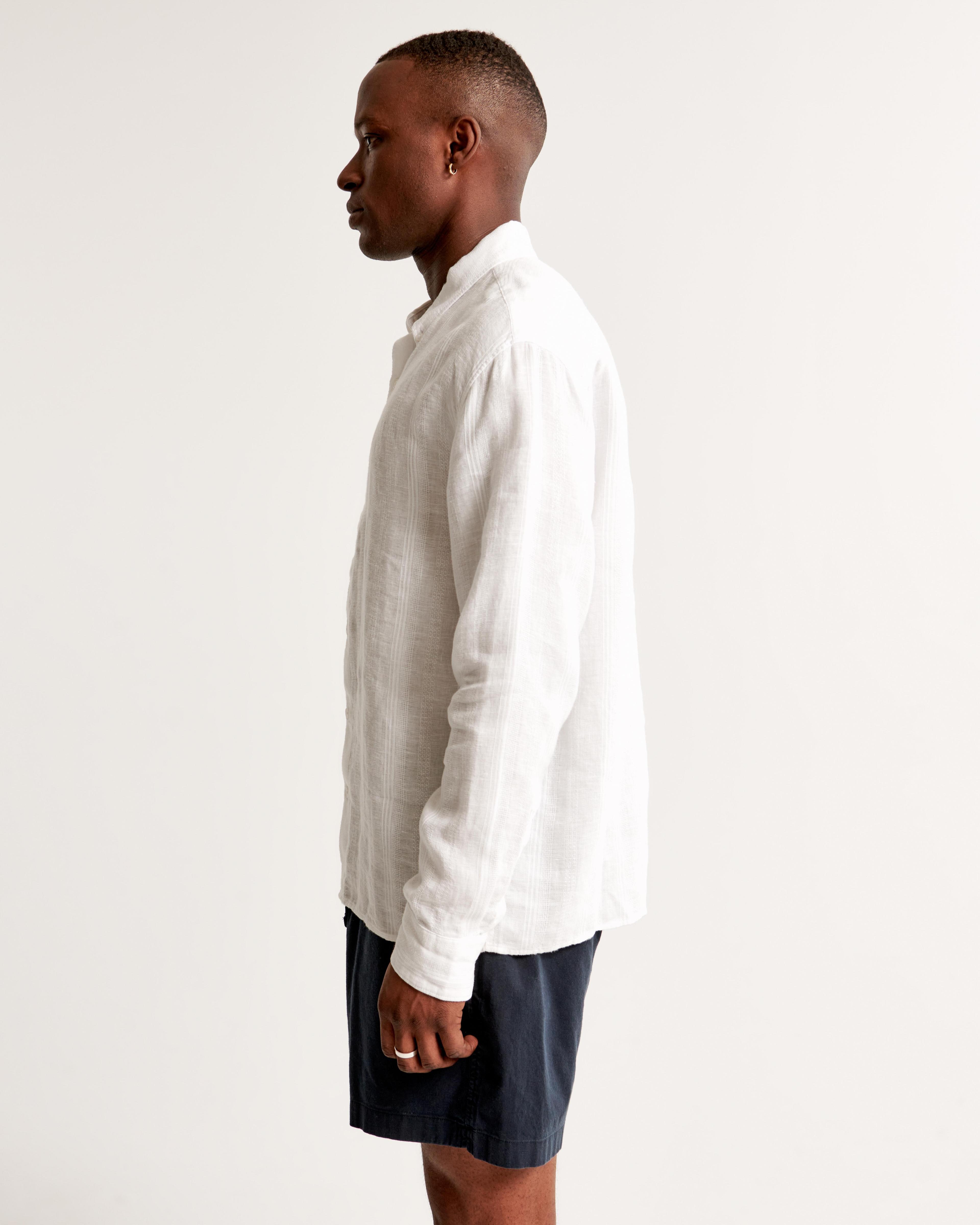 Summer Linen-Blend Button-Up Shirt Product Image