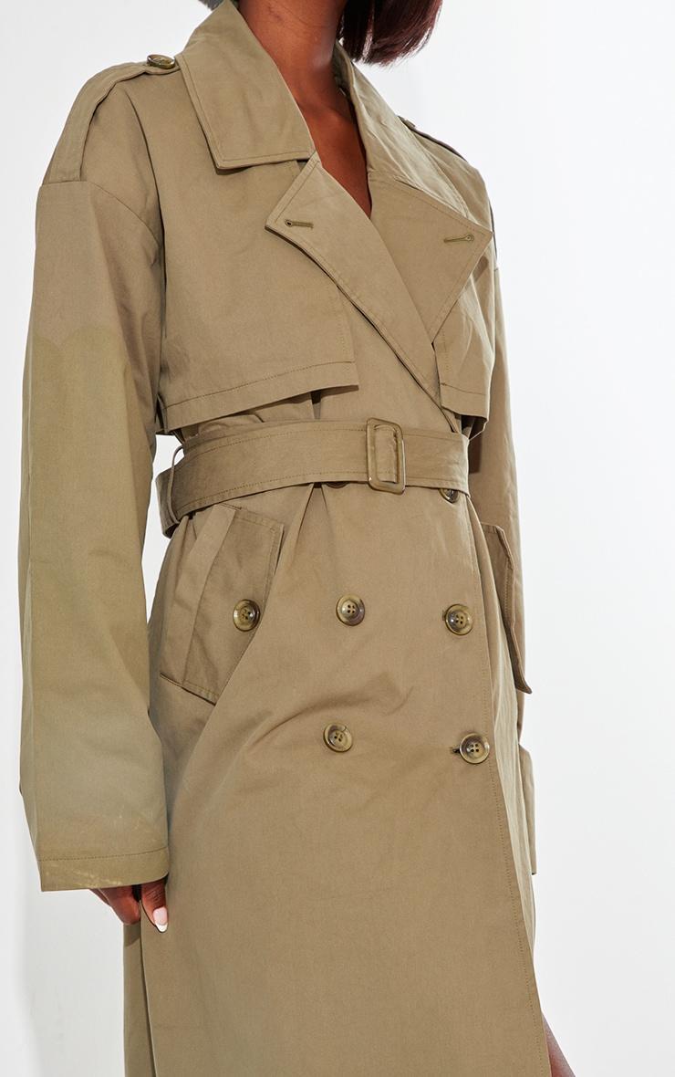 Tall Khaki Tie Waist Trench Coat Product Image