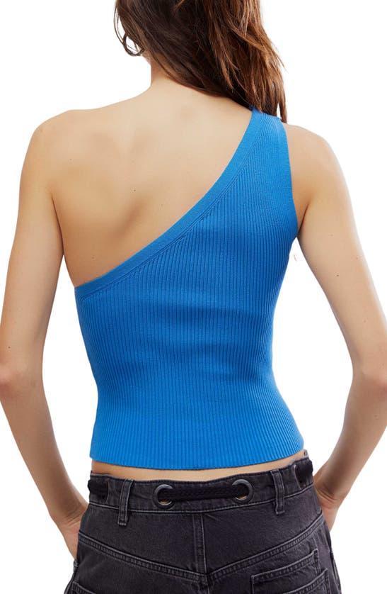 FREE PEOPLE Good Taste One-shoulder Rib Crop Top In Blue Product Image