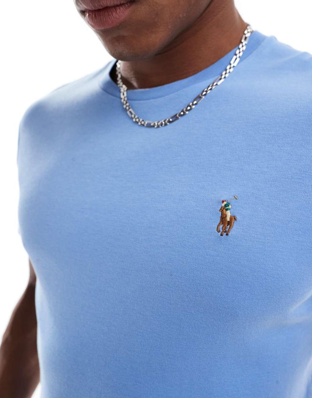 Polo Ralph Lauren icon logo Pima cotton T-shirt in blue heather Product Image