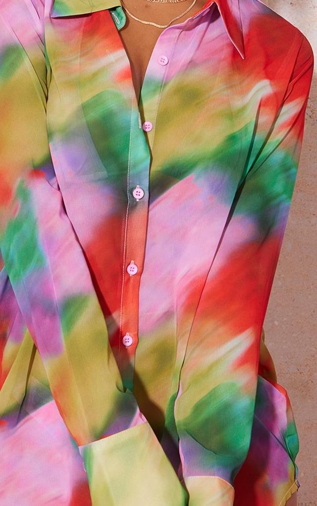 Purple Abstract Printed Oversized Beach Shirt Product Image