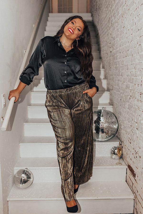 Endless Nights Pleated Pants In Gold Curves Product Image