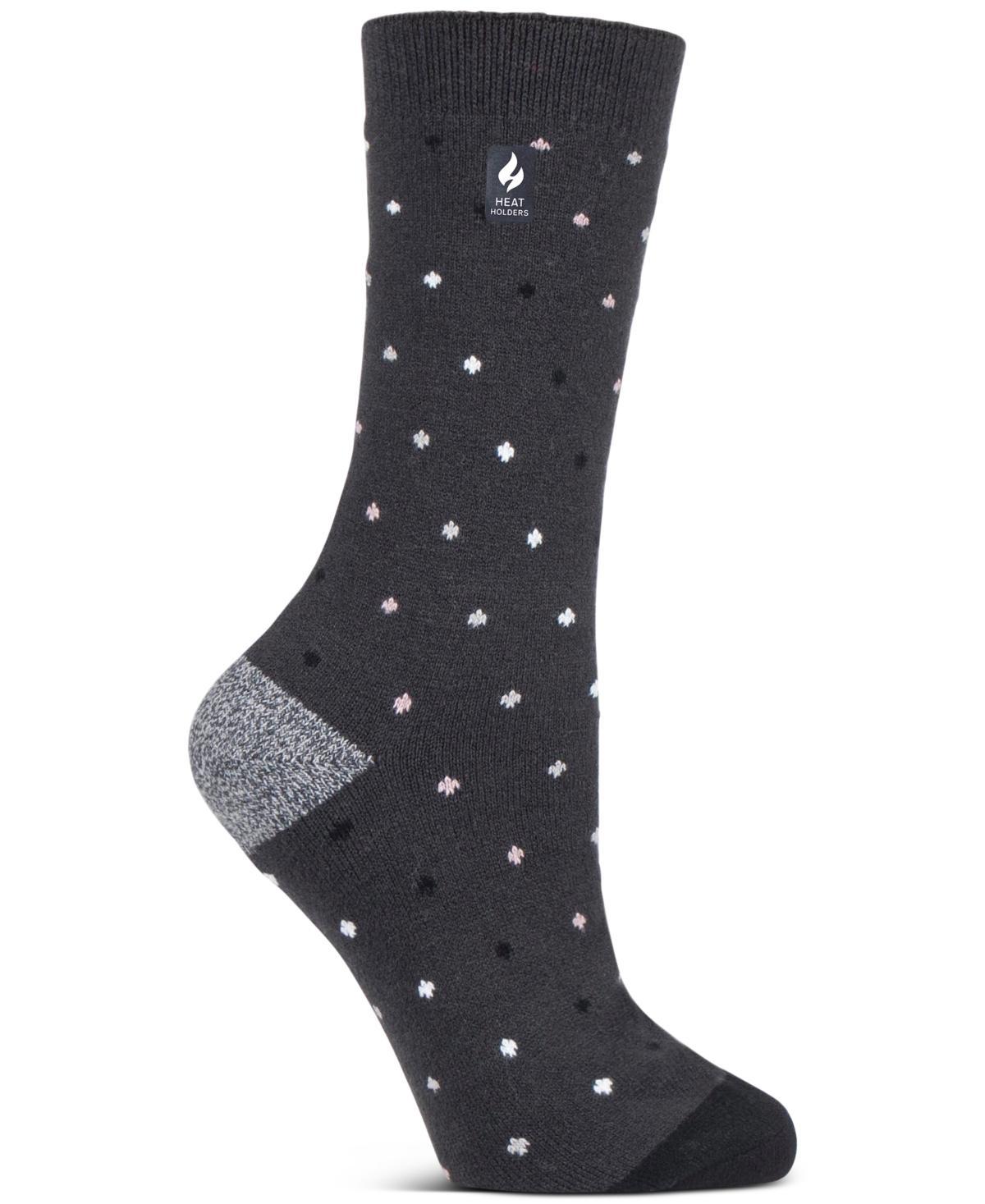 Womens Heat Holders Ultra Lite 3X Warmer Spots Crew Socks Grey Product Image