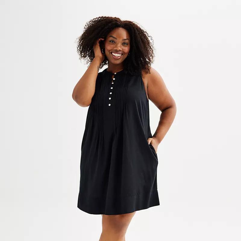 Plus Size Sonoma Goods For Life Sleeveless Pintuck Dress, Womens Product Image