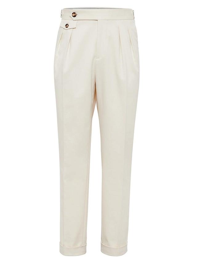 Mens Leisure Fit Trousers with Pleat and Waist Tabs Product Image