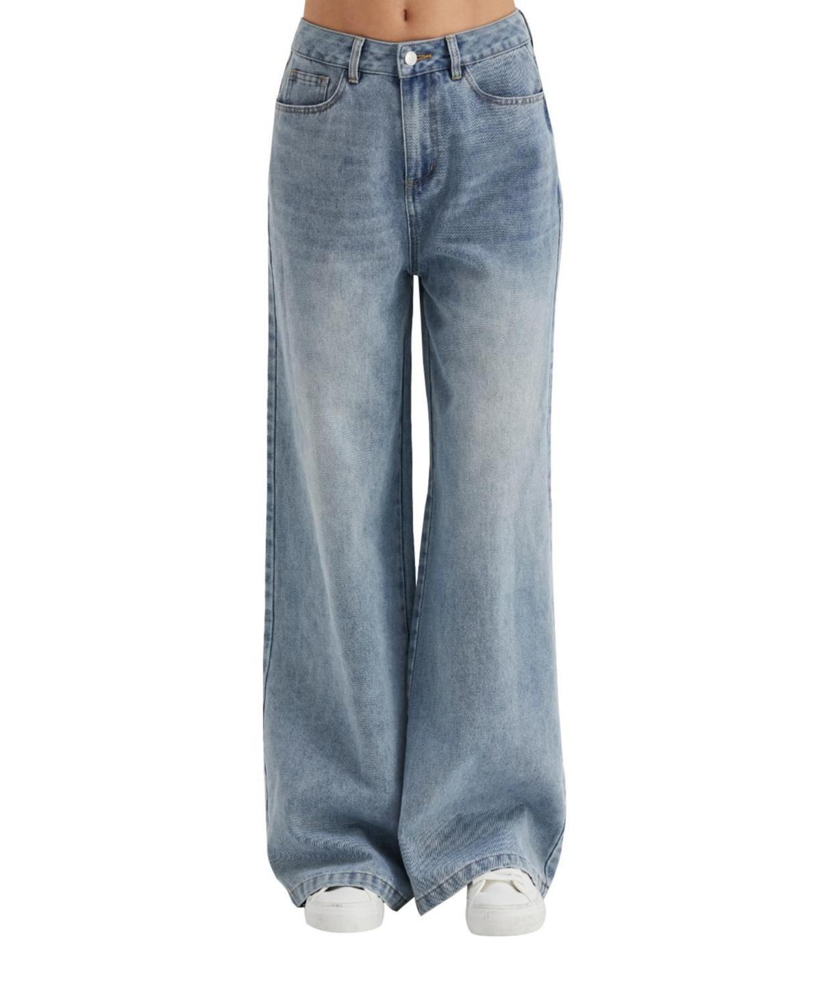 Womens Sydney Wide Leg High-Waisted Denim Pants Product Image